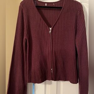 Elegant V-Neck Burgundy Sweater by Full Circle
